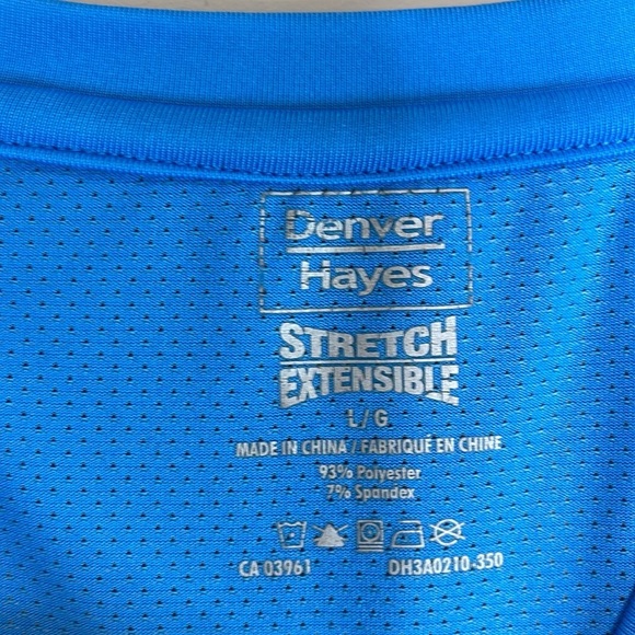 Denver Hayes Fitted Activewear Short Sleeve T-Shirt Bright Blue Paisley Mesh L - Picture 9 of 11